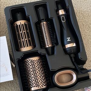Natrial Hair Styling Hot Air Brush Set - Black and Rose Gold